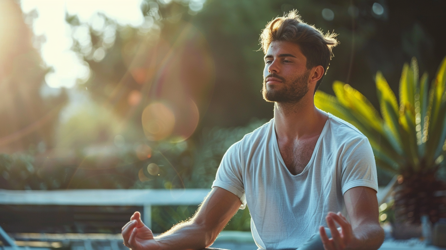 Люди різного віку займаються йогою на природі